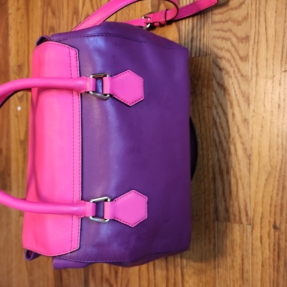 Like New Kate Spade Purple and Barbie Pink Satchel Crossbody Leather Bag - Picture 10 of 17